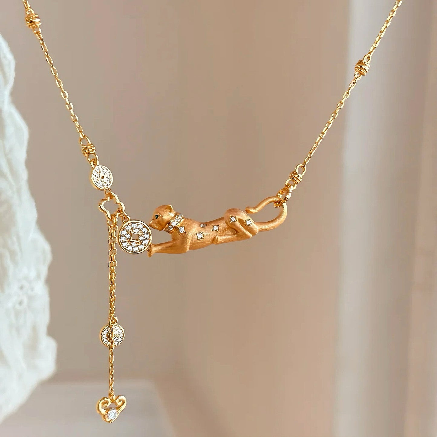 Fortune Panther Coin Necklace