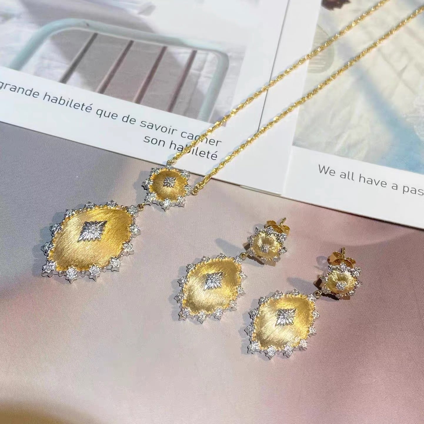 Elysian Brushed Gold Pendent Necklace