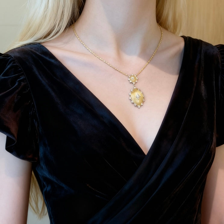 Elysian Brushed Gold Pendent Necklace