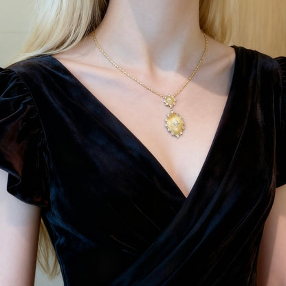 Elysian Brushed Gold Pendent Necklace