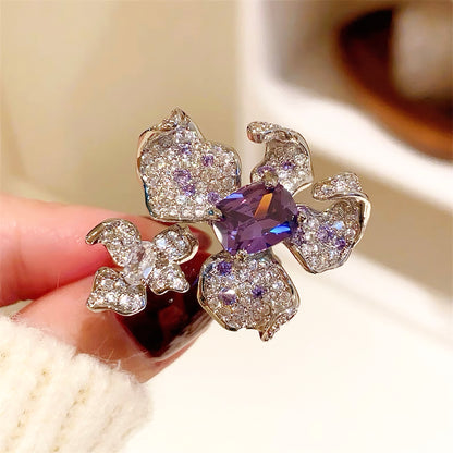 Purple Orchid Open Ring