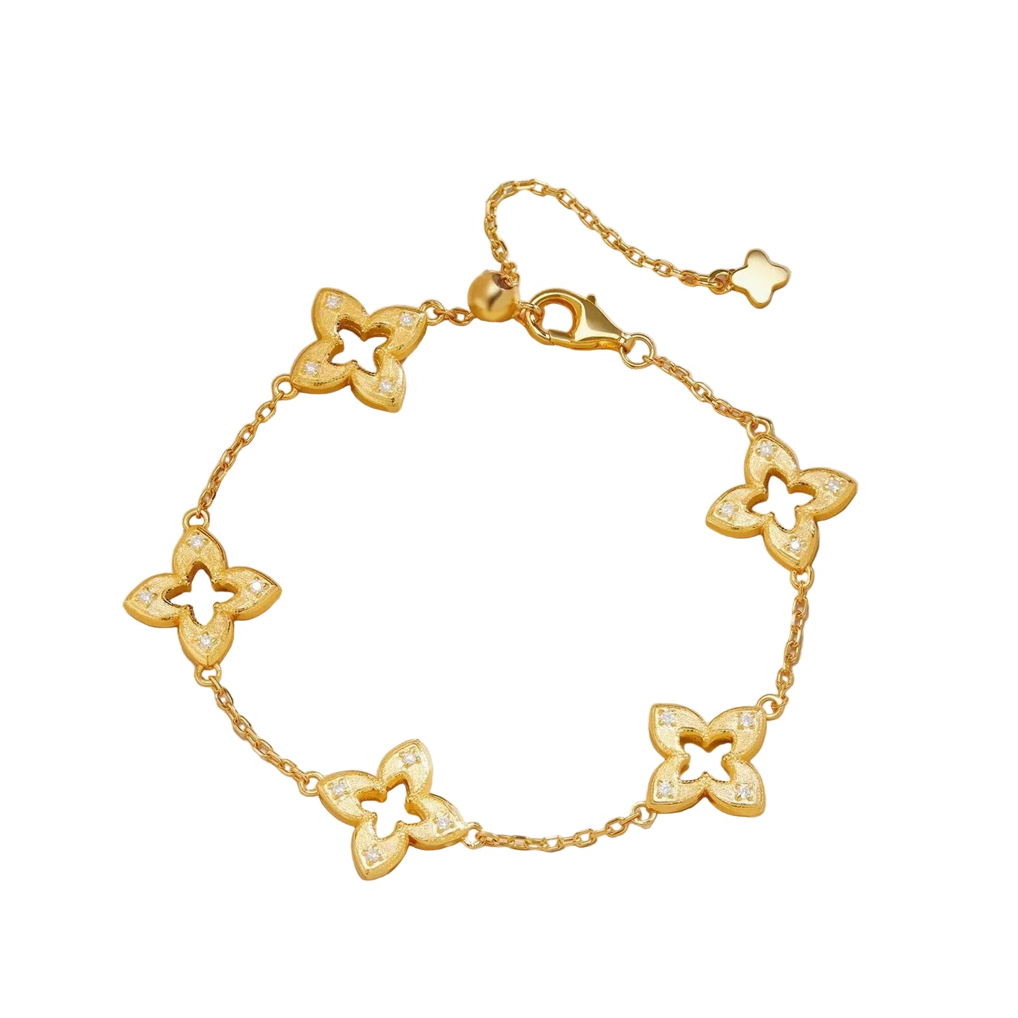 Hollow Clover Brushed Gold Bracelet
