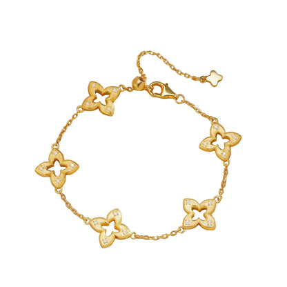 Hollow Clover Brushed Gold Bracelet