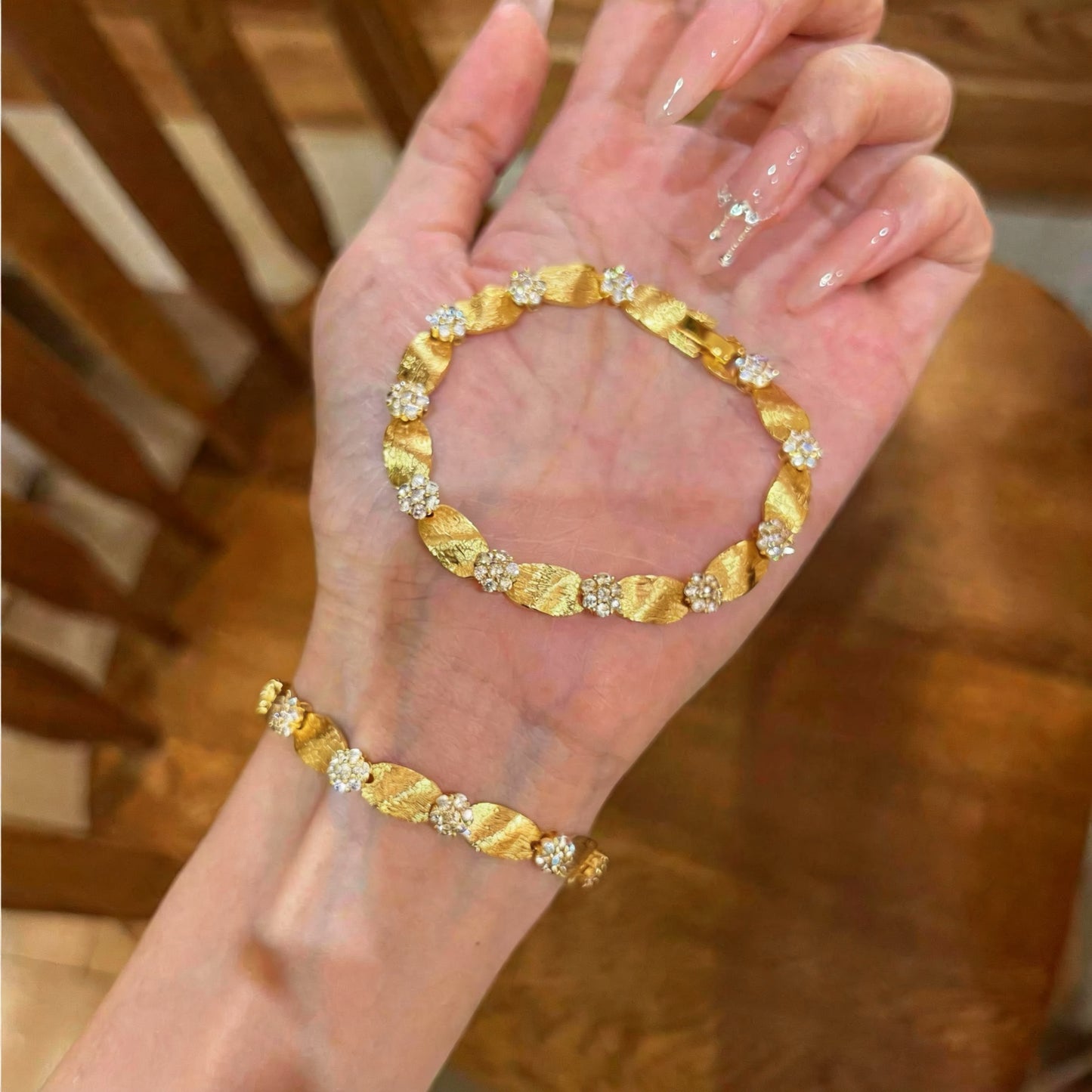 Brushed Gold Ribbon Links Bracelet