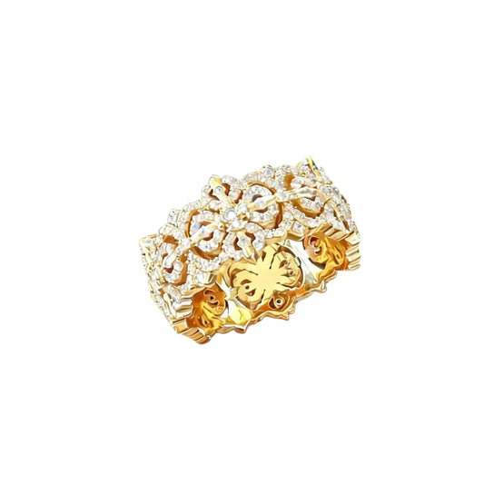 Golden Cross Pavé Band Ring
