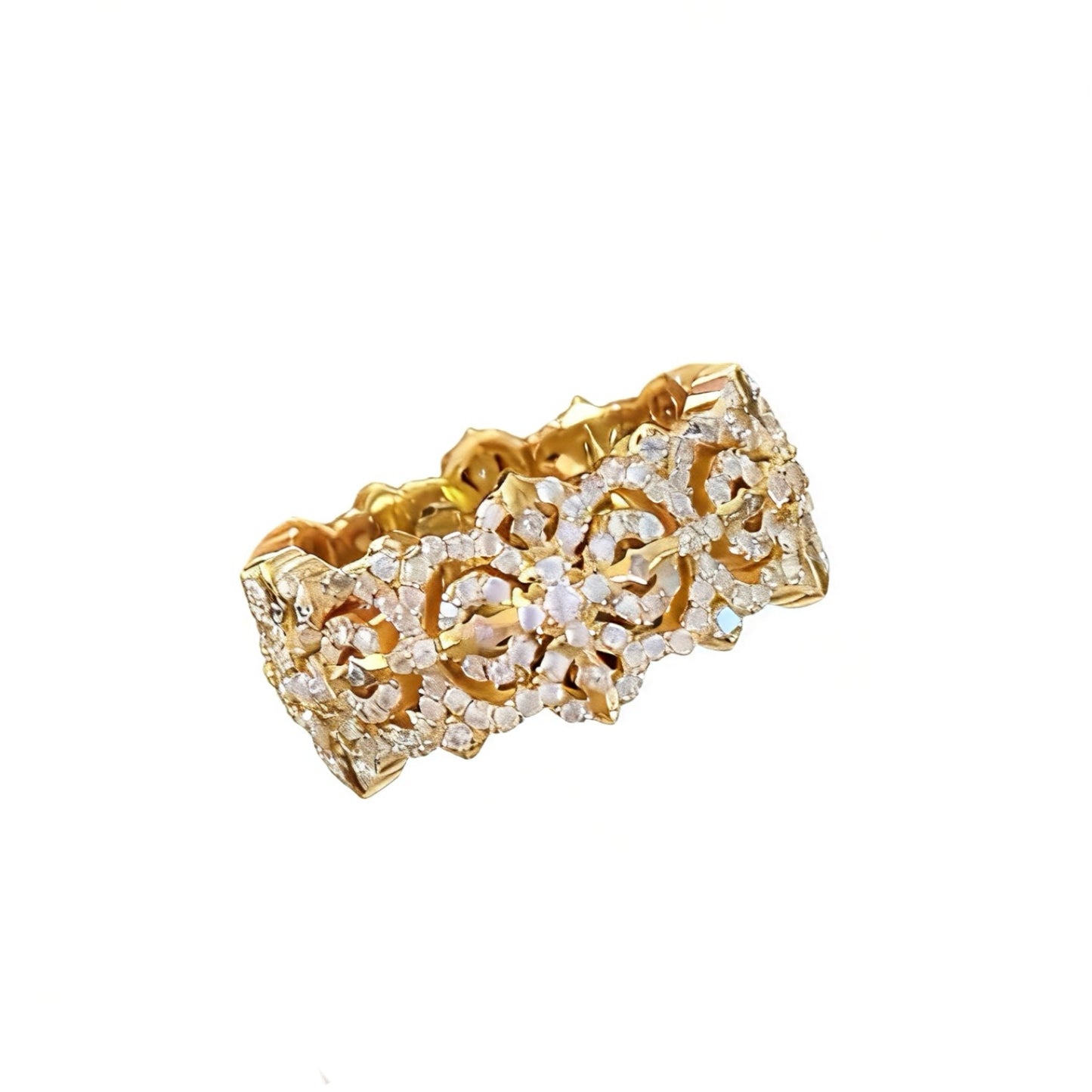 Golden Cross Pavé Band Ring