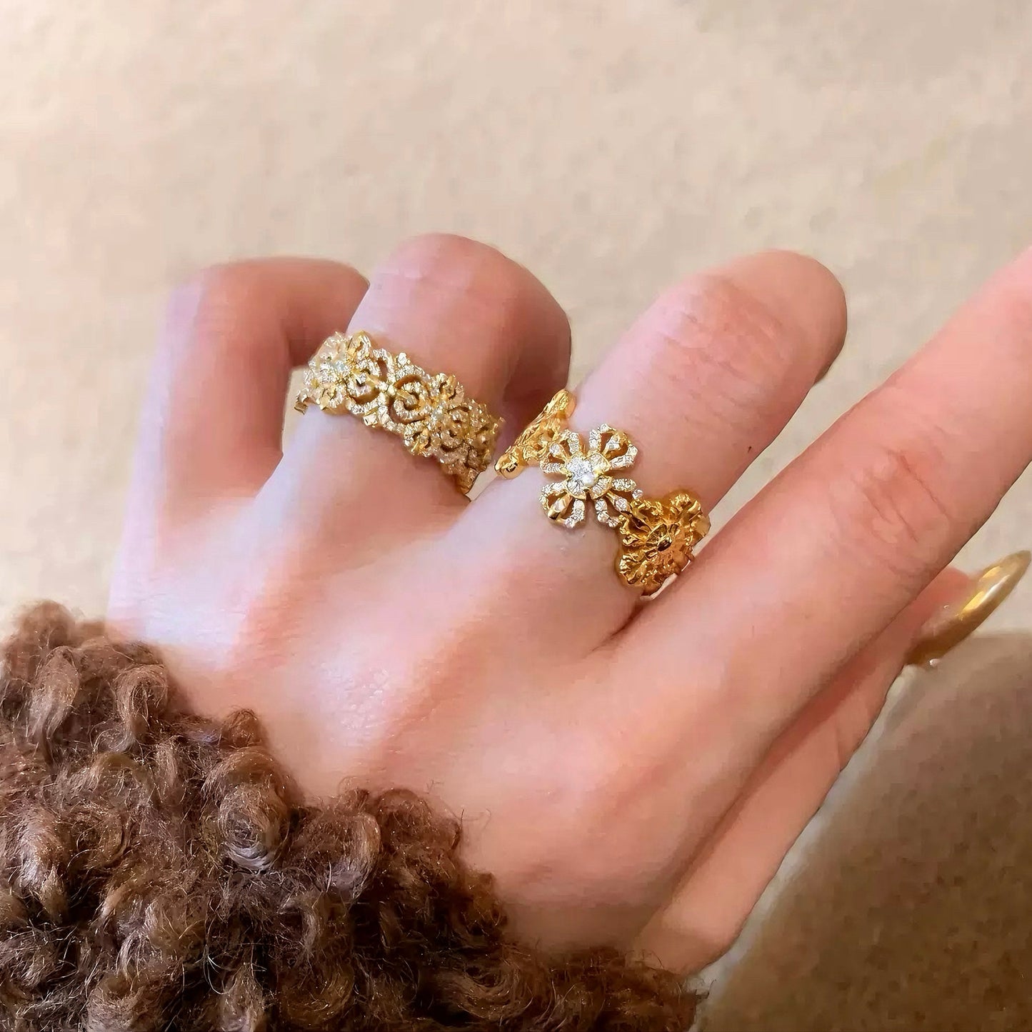 Golden Cross Pavé Band Ring