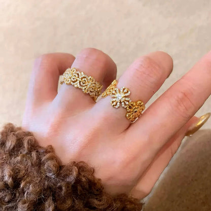 Golden Cross Pavé Band Ring