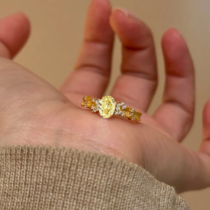 Liora Oval Cut Carbon Diamond Gold Plated Ring