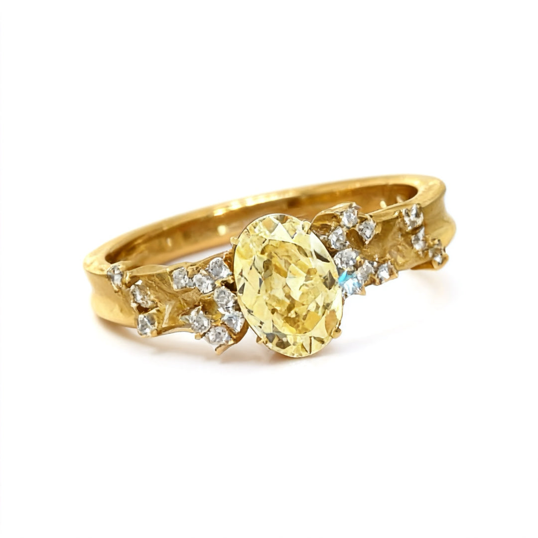 Liora Oval Cut Carbon Diamond Gold Plated Ring