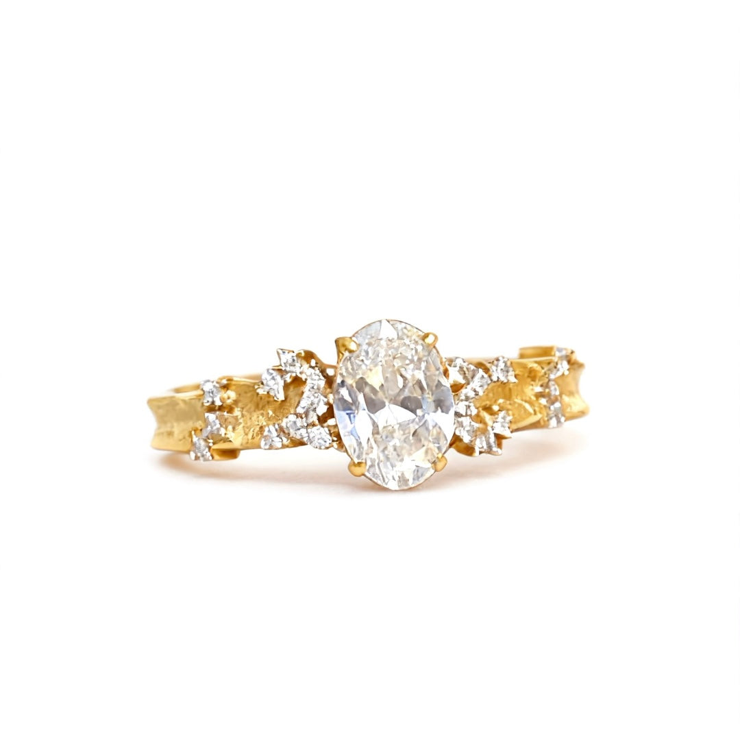 Liora Oval Cut Carbon Diamond Gold Plated Ring