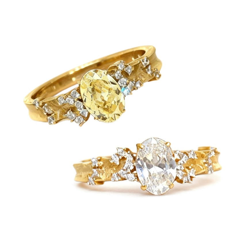 Liora Oval Cut Carbon Diamond Gold Plated Ring