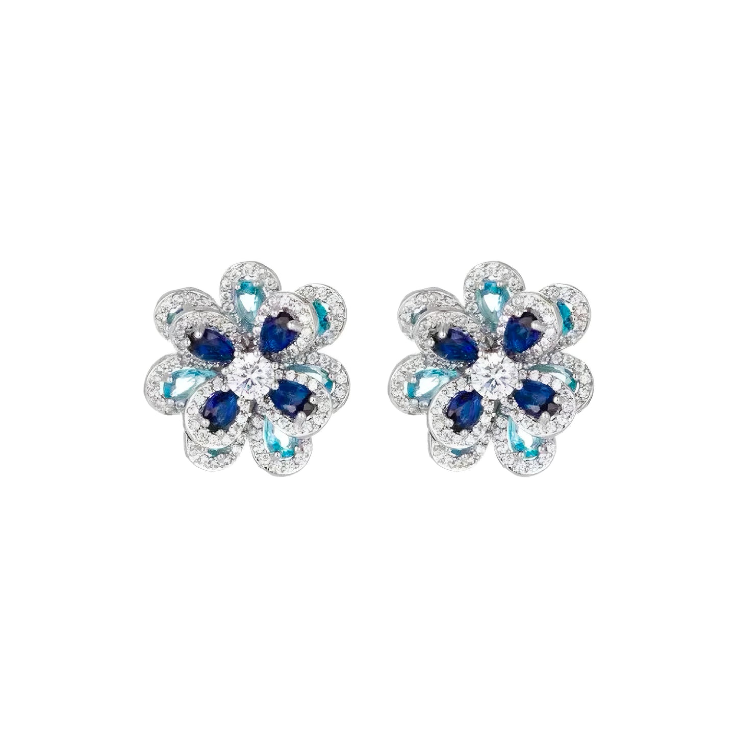 Blue Blossom Sapphire Floral Pendant Necklace