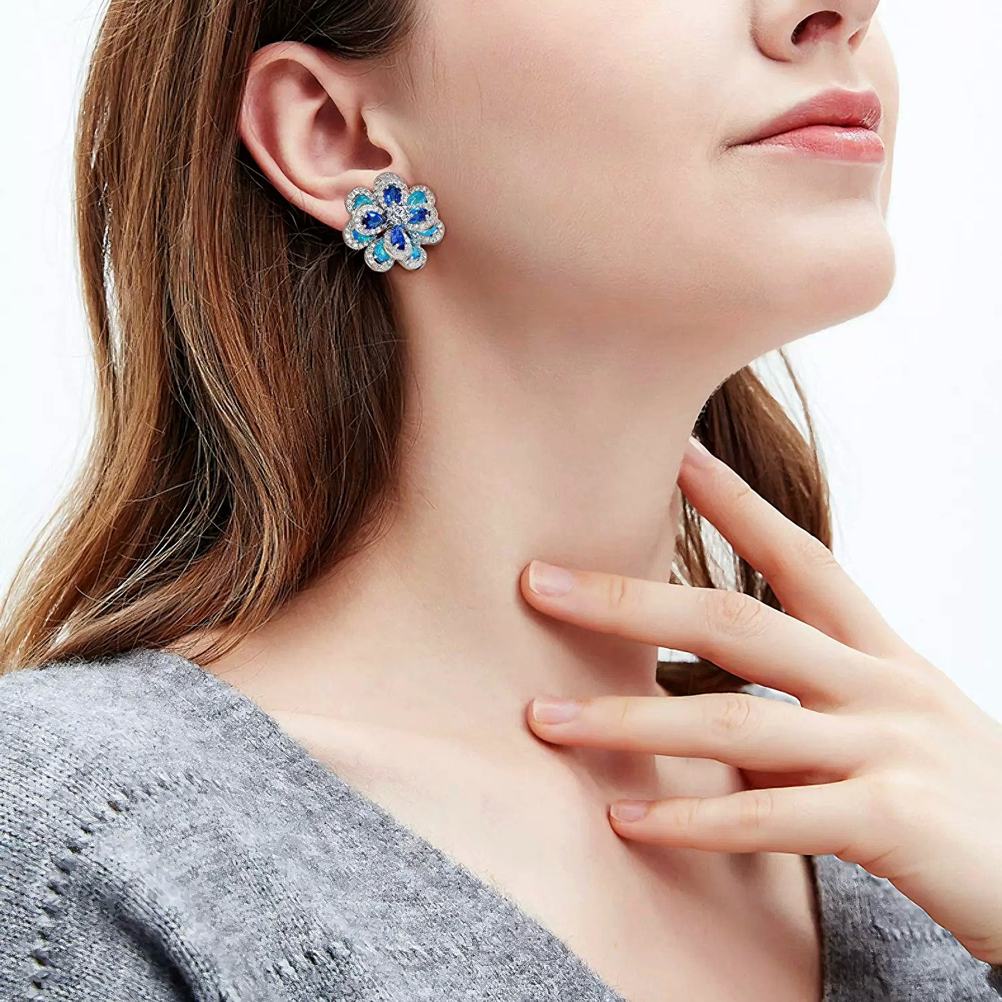 Blue Blossom Sapphire Floral Pendant Necklace