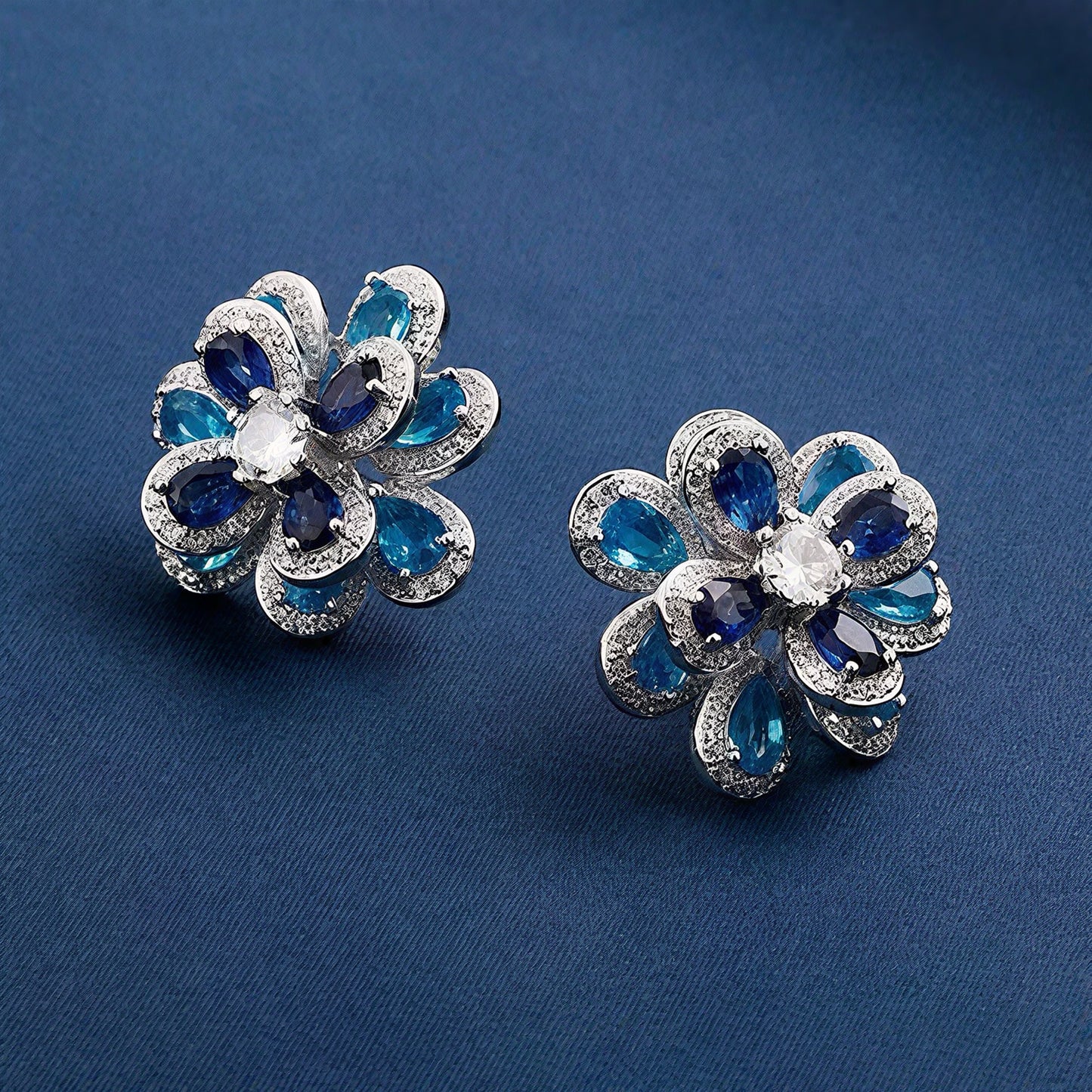 Blue Blossom Sapphire Floral Pendant Necklace