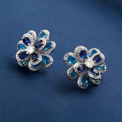 Blue Blossom Sapphire Floral Pendant Necklace