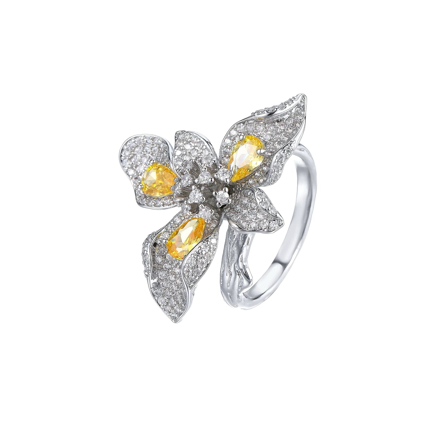 Vivid Yellow Floral Ring