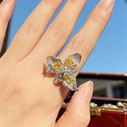 Vivid Yellow Floral Ring