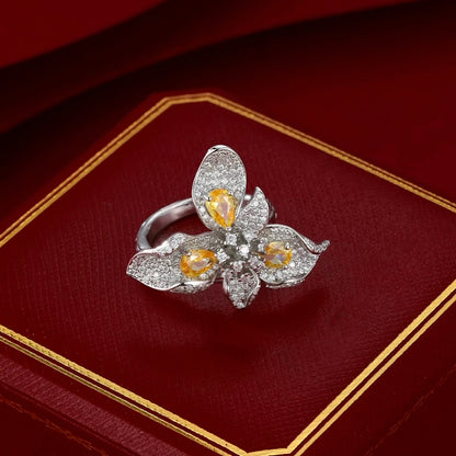 Vivid Yellow Floral Ring