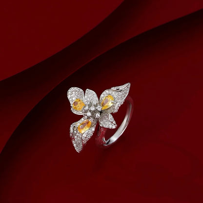 Vivid Yellow Floral Ring