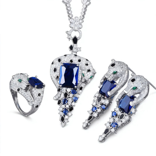 Pavé Panther Sapphire Set