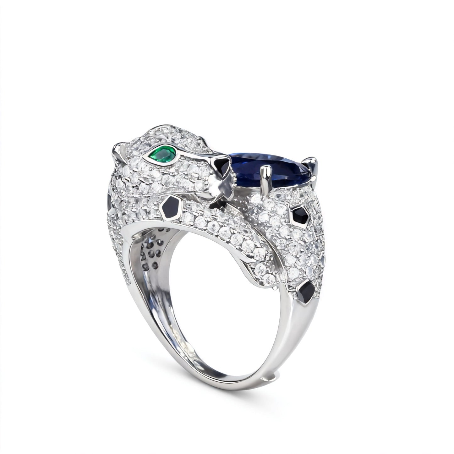 Pavé Panther Sapphire Ring