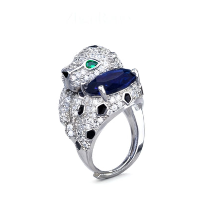 Pavé Panther Sapphire Ring