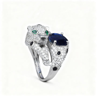 Pavé Panther Sapphire Ring