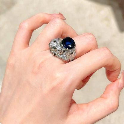 Pavé Panther Sapphire Ring