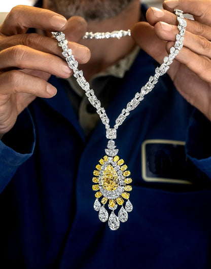 Sunrise Yellow Diamond Fancy Necklace and Earrings Set