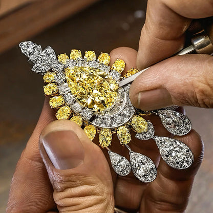 Sunrise Yellow Diamond Fancy Necklace and Earrings Set