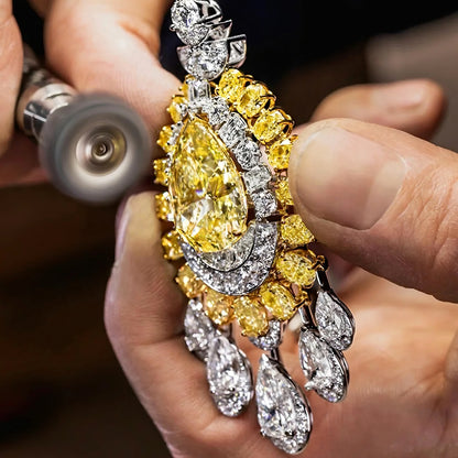 Sunrise Yellow Diamond Fancy Necklace and Earrings Set