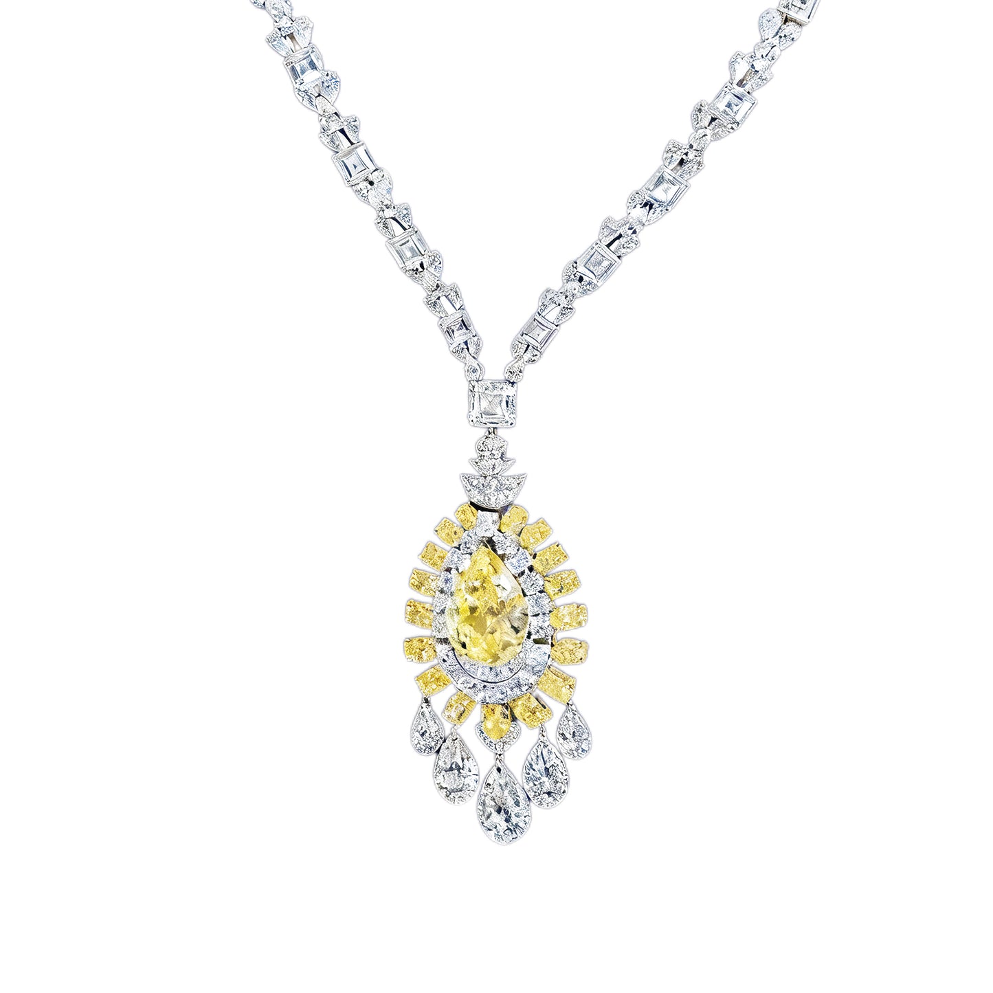 Sunrise Yellow Diamond Fancy Necklace and Earrings Set