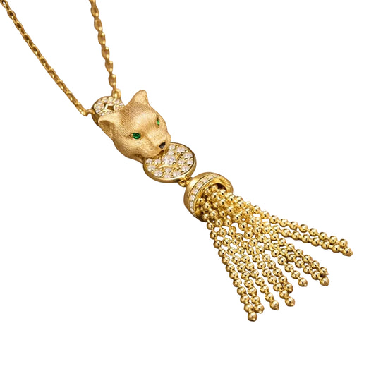 Golden Panther Pendant Necklace