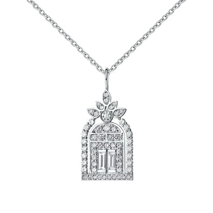 Diamond Gates Pendant Silver Necklace