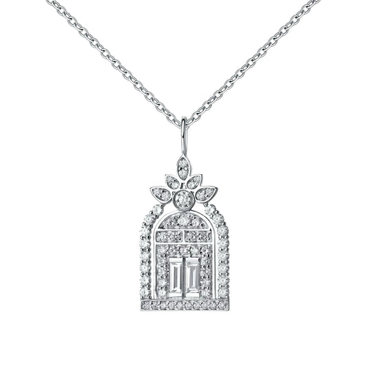 Diamond Gates Pendant Silver Necklace