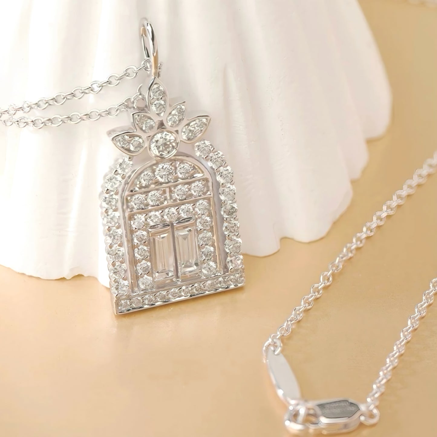 Diamond Gates Pendant Silver Necklace