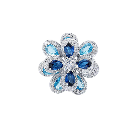 Blue Blossom Sapphire Floral Ring