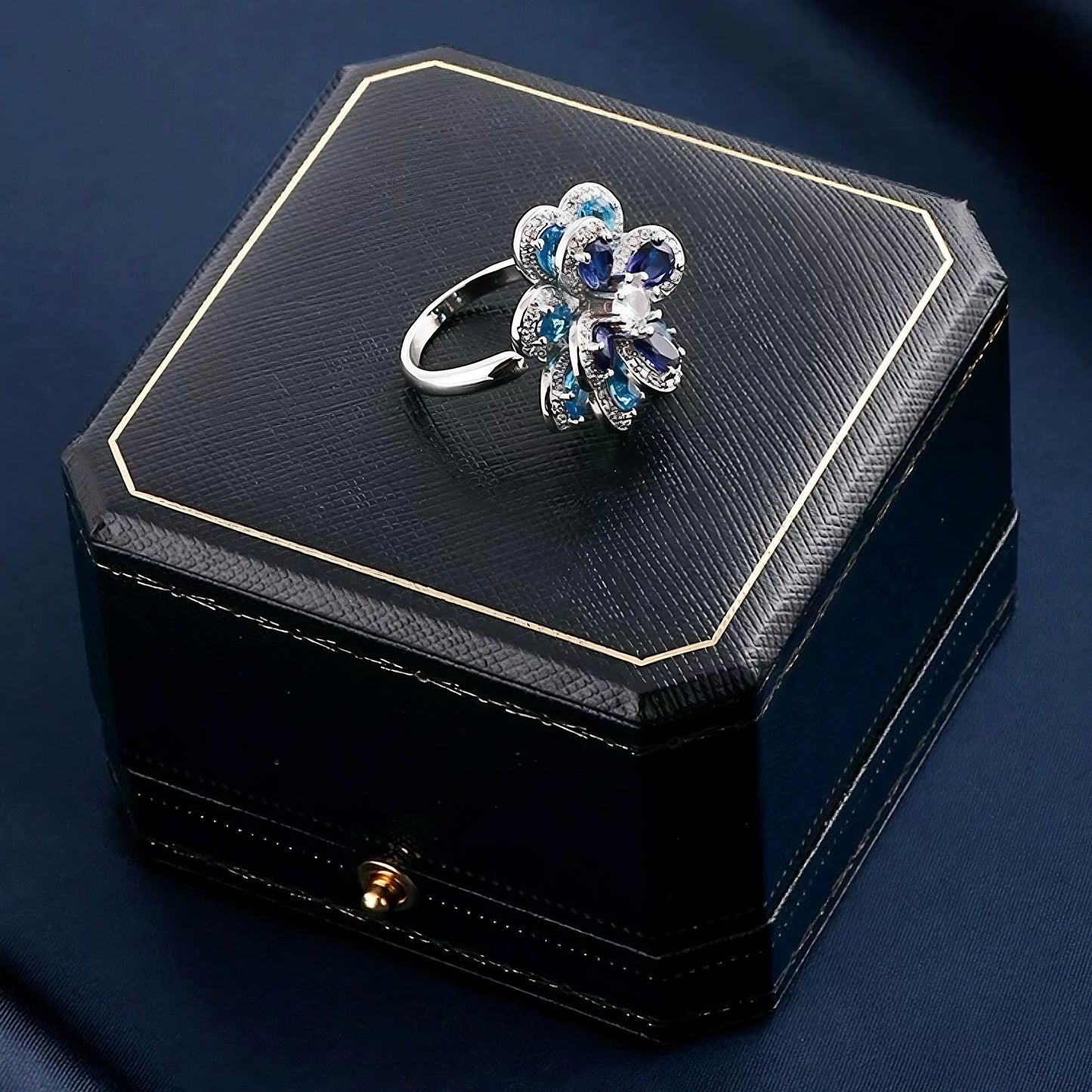 Blue Blossom Sapphire Floral Pendant Necklace