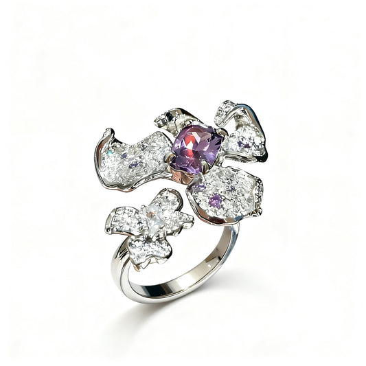 Purple Orchid Open Ring