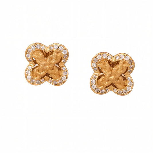Lucky Clover Braided Stud Earrings